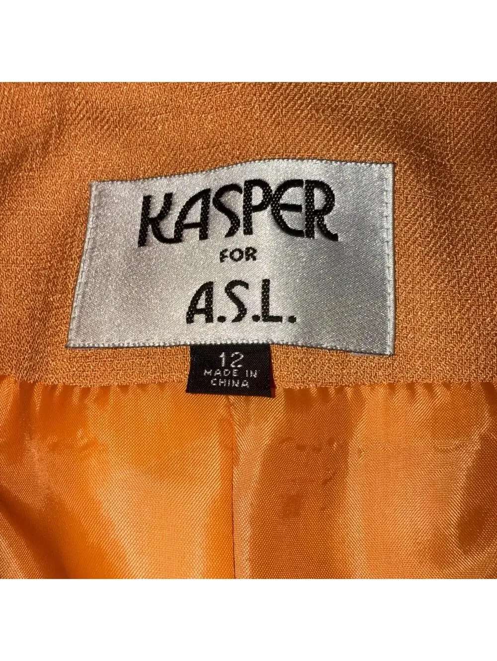 Kasper for A.S.L. Women’s 2-Piece Orange Skirt Suit Blazer & Skirt Set Size 12